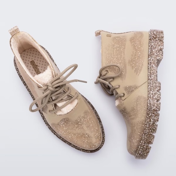 Melissa beige flecked glitter fluffy boot - Picture 3 of 6